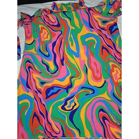 Women's XL Multi-Color Collared Short Sleeve Mini Dress Size 10-12 - Picture 7 of 16